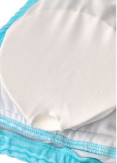 Cyan swimwear,Plain Color swimwear,ROTITA Cyan Mid Waisted Patchwork Bikini Set