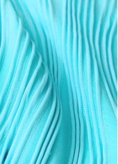 Cyan swimwear,Plain Color swimwear,ROTITA Cyan Mid Waisted Patchwork Bikini Set