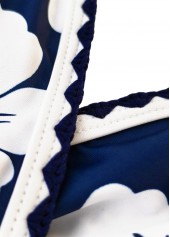 Blue swimwear,Floral swimwear,Plants swimwear,ROTITA Blue Floral Print One Piece Swimwear