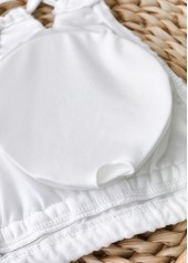 White swimwear,Plain Color swimwear,ROTITA Mid Waisted White V-Neck Bikini Set