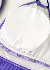 Purple swimwear,Floral swimwear,Plants swimwear,ROTITA Purple Floral Print Mid Waisted Tankini Set