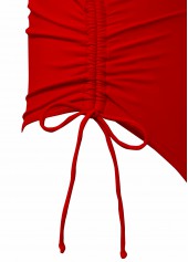 Red swimwear,Striped swimwear,Geometric swimwear,ROTITA Red Striped V-Neck One Piece Swimwear