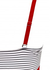 Red swimwear,Striped swimwear,Geometric swimwear,ROTITA Red Striped V-Neck One Piece Swimwear