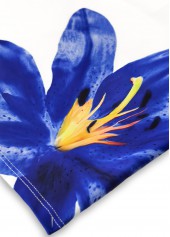 Royal Blue swimwear,Floral swimwear,Plants swimwear,ROTITA Royal Blue Floral Print Mid Waisted Tankini Set