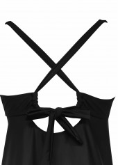 Black swimwear,Floral swimwear,Plants swimwear,ROTITA Black Floral Print Mid Waisted Tankini Set