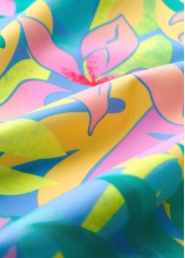 Blue swimwear,Floral swimwear,Plants swimwear,ROTITA Blue Floral Print Mid Waisted Tankini Set