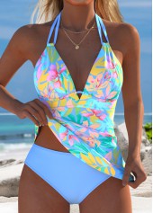 Rotita – Tankini-Set mit mittelhohem Bund und Blumenmuster in Blau