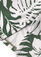 Sage Green swimwear,Plants swimwear,ROTITA Sage Green Tropical Plants Print Mid Waisted Tankini Set