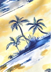 Light Yellow swimwear,Plants swimwear,ROTITA Light Yellow Tropical Plants Print Mid Waisted Tankini Set