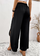 Black bottoms,Plain Color bottoms,Black Flare Leg Elastic Waist High Waisted Pants