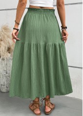 Green bottoms,Plain Color bottoms,Green Maxi Elastic Waist A Line Skirt