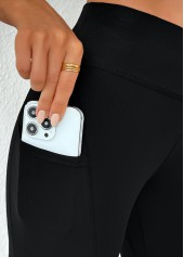 Black bottoms,Plain Color bottoms,Black High Waisted Elastic Waist Ankle Length Leggings