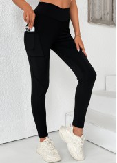 legging noir taille haute taille élastique longueur cheville