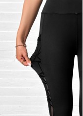 Black bottoms,Plain Color bottoms,Black High Waisted Elastic Waist Ankle Length Leggings