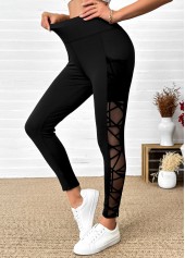 Schwarze knöchellange Leggings mit elastischem Bund und hoher Taille