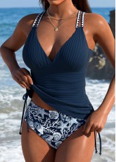 Navy swimwear,Animal Print swimwear,ROTITA Navy Marine Life Print Mid Waisted Tankini Set