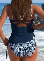 Navy swimwear,Animal Print swimwear,ROTITA Navy Marine Life Print Mid Waisted Tankini Set