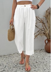 White Button Fly High Waisted Pants
