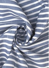 Dusty Blue bottoms,Striped bottoms,Geometric bottoms,Striped Dusty Blue Elastic Waist High Waisted Pants