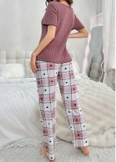 Dark Reddish Purple loungewear,Plaid loungewear,Geometric loungewear,Plaid Dark Reddish Purple Lounge Top and Pants