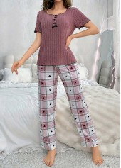 Dark Reddish Purple loungewear,Plaid loungewear,Geometric loungewear,Plaid Dark Reddish Purple Lounge Top and Pants