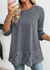 Rotita – Langärmliger Kapuzenpullover mit Bauchbedeckung in Dunkelgrau