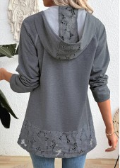 Dark Grey Marl tops,Plain Color tops,ROTITA Tummy Coverage Dark Grey Marl Long Sleeve Hoodie