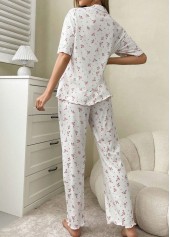 White loungewear,Ditsy Floral loungewear,Ditsy Floral Print White Lounge Top and Pants
