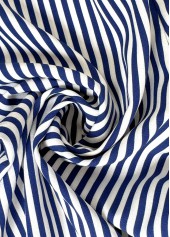 Blue bottoms,Striped bottoms,Geometric bottoms,Striped Blue Straight Leg Elastic Waist Mid Waisted Pants