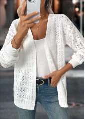White tops,Plain Color tops,White Light Cardigan