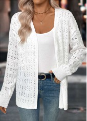 White tops,Plain Color tops,White Light Cardigan