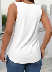 White plus size,Plain Color plus size,ROTITA Plus Size White V Neck Sleeveless Tank Top