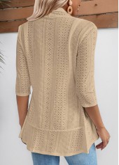 Light Coffee tops,Plain Color tops,ROTITA Open Front 3/4 Sleeve Light Cardigan