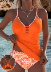 ROTITA Orange Paisley Print Mid Waisted Tankini Set