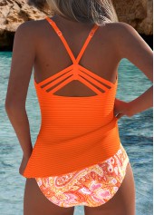 Orange swimwear,Paisley swimwear,ROTITA Orange Paisley Print Mid Waisted Tankini Set