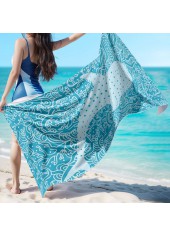Marine Life Print Mint Green Beach Blanket
