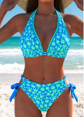 ROTITA Blue Ditsy Floral Print Low Waisted Bikini Set