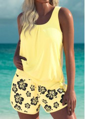 ensemble tankini taille moyenne à imprimé floral jaune clair rotita