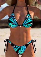 Rotita – Niedrig tailliertes Bikini-Set mit blauem Schmetterlingsmuster