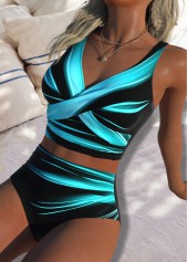 Cyan swimwear,Ombre swimwear,ROTITA Cyan Ombre High Waisted Bikini Set