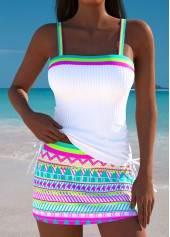 ensemble tankini taille moyenne à imprimé géométrique multicolore rotita