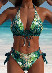 Rotita – Grünes Bikini-Set mit mittelhohem Bund und Tribal-Print