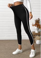 Schwarze Capri-Leggings mit hoher Taille und elastischem Bund