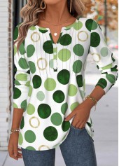 ROTITA Polka Dot Multi Color Split Neck T Shirt