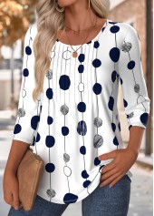 Multi Color tops,Dot tops,ROTITA Polka Dot Multi Color Round Neck T Shirt