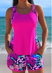 Rotita – Tankini-Set mit mittelhohem Bund und Meereslebewesen-Print in Pink