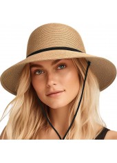 Chapeau de paille à visière pliable camel clair