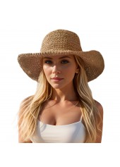 Dark Camel Wide Brim Straw Hat