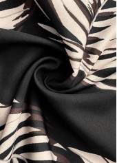 Black bottoms,Plants bottoms,Pocket Leaf Print Black Wide Leg Elastic Waist Pants