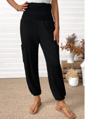 Pantalon de jogging noir à poche taille élastique taille haute